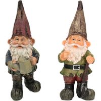 Combi van 2x tuinkabouters van 24 cm - met gieter/met schop - Tuinbeelden - thumbnail