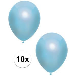 Feest ballonnen - metallic lichtblauw - 10x stuks - 30 cm - verjaardag versiering