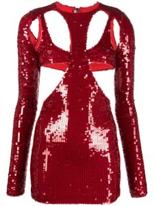 LaQuan Smith robe ornée de sequins à manches longues - Rouge