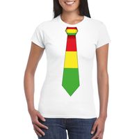 Wit t-shirt met Limburgse vlag stropdas voor dames