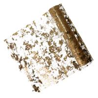 Decoratie stof/tafelloper - goud -500 x 28 cm - polyester - kerstversiering - tafeldecoratie