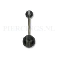 Navelpiercing acryl zwarte lijntjes 12 mm