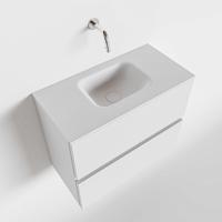 Toiletmeubel Mondiaz Ada | 60 cm | Meubelkleur Talc | Lex wastafel Talc Midden | Zonder kraangat
