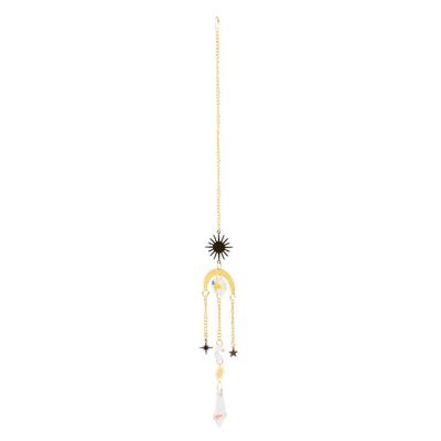 Feng Shui Regenboog Hanger Meerdere Kristallen Zon en Maan Goudkleurig