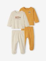 Set van 2 jersey pyjama's jongensbaby mosterdgeel - thumbnail