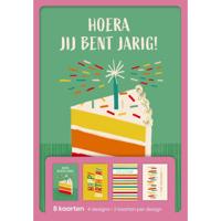 hallmark wenskaarten, hoera jij bent jarig, blister van 8 stuks
