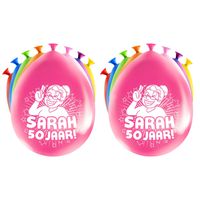 16x stuks Sarah/50 jaar feest ballonnen - diverse kleuren - latex - ca 30 cm