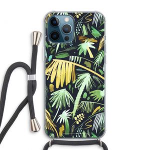 Tropical Palms Dark: iPhone 12 Pro Max Transparant Hoesje met koord