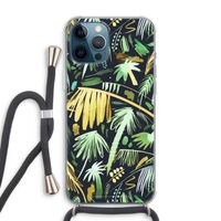 Tropical Palms Dark: iPhone 12 Pro Max Transparant Hoesje met koord