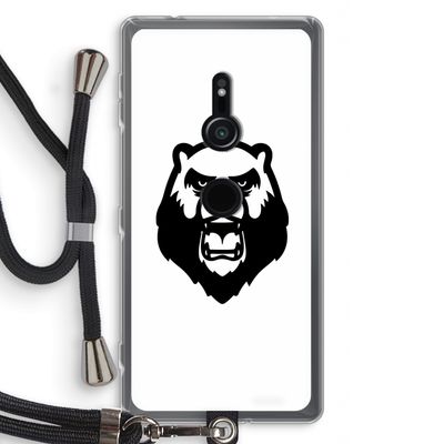 Angry Bear (white): Sony Xperia XZ2 Transparant Hoesje met koord
