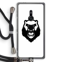 Angry Bear (white): Sony Xperia XZ2 Transparant Hoesje met koord