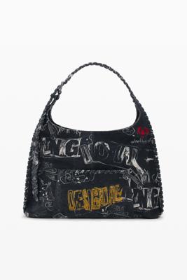 Middelgrote tas met lettering - BLACK - U