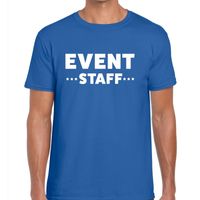 Event staff / personeel tekst t-shirt blauw heren - thumbnail