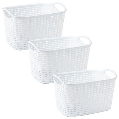 Opbergmand/kastmandje - 3x stuks - 6,4 liter - ivoor wit - kunststof - 19 x 29 x 18 cm