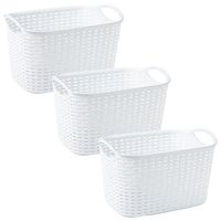 Opbergmand/kastmandje - 3x stuks - 6,4 liter - ivoor wit - kunststof - 19 x 29 x 18 cm