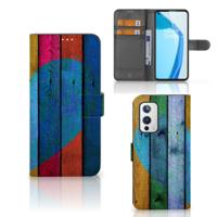 OnePlus 9 | Book Style Case | Wood Heart - Cadeau voor je Vriend OnePlus 9 | Book Style Case | Wood Heart - Cadeau voor je Vriend