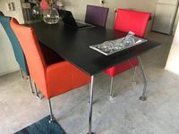 Set van 4 leren eetkamerstoelen - met wieltjes en hoge rug - verschillende kleuren leer - Echt leer, Modern, ontdek de vele Leersoorten en Kleuren bij ShopX