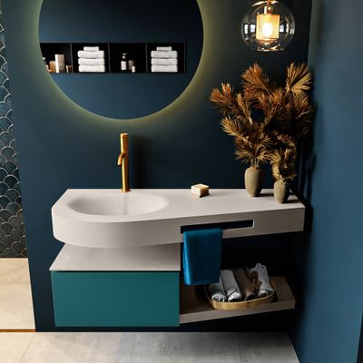 MONDIAZ RIVA 120cm badmeubel onderkast / planchet kleur Smag met 1 lade. Wastafel DULCET links 1 kraangat kleur Linen. MONDIAZ RIVA 120cm badmeubel onderkast / planchet kleur Smag met 1 lade. Wastafel DULCET links 1 kraangat kleur Linen.