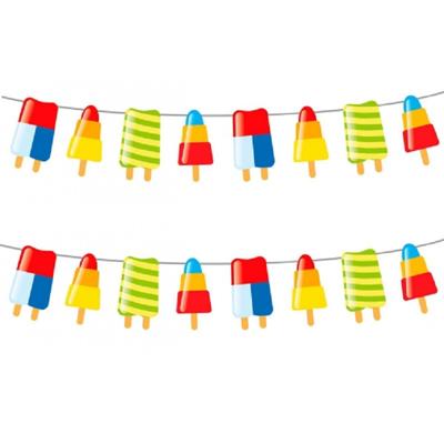 IJsjes zomer thema feest slingers - Set van 2x stuks - 10 meter - IJslollies - feestartikelen hawaii