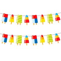 IJsjes zomer thema feest slingers - Set van 2x stuks - 10 meter - IJslollies - feestartikelen hawaii