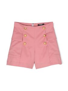 Balmain Kids short zippé à boutons décoratifs - Rose