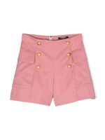 Balmain Kids short zippé à boutons décoratifs - Rose