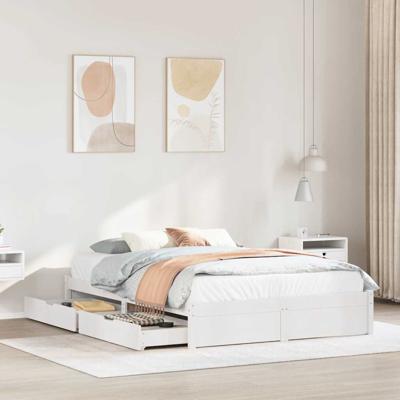 Bedframe zonder matras massief grenenhout wit 120x200 cm