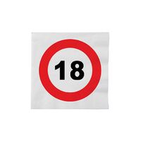 48x 18 jaar verkeersbord verjaardag thema servetten 33 x 33 cm