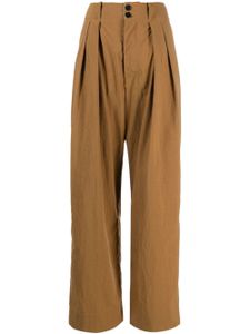 Plan C pantalon droit à taille haute - Marron