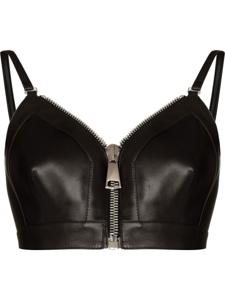 Alexander McQueen brassière zippée en cuir - Noir