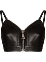 Alexander McQueen brassière zippée en cuir - Noir