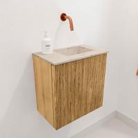 Toiletmeubel Mondiaz Joya Dlux | 40 cm | Meubelkleur Oak | Faye wastafel Frappe Wasbak Rechts | Zonder kraangat(en)