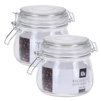 Excellent Houseware keuken voedsel opslagpotten - 3x stuks - 500 ML - met beugel sluiting - glas