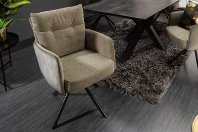 Draaistoel BIG GEORGE Groen fluweel getextureerde stof fauteuil lente kern - 40169