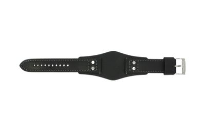 Horlogeband Fossil CH2564 / CH2586 / COACHMAN Onderliggend Leder Zwart 22mm