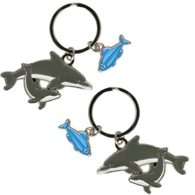 Set van 2x stuks metalen dolfijn sleutelhangers 5 cm