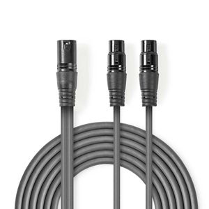 Nedis Gebalanceerde Audiokabel | XLR 3-Pins Male | 2x XLR 3-Pins Female | 1.5 m | 1 stuks - COTH15025GY15 COTH15025GY15