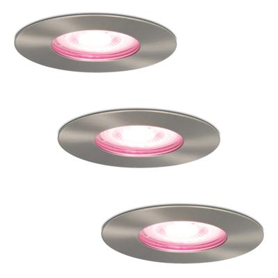Set van 3 Bari Smart inbouwspots - IP65 waterdicht - Wifi + Bluetooth - RGBWW - GU10 - Google Home, Amazon Alexa en Siri - RVS - Badkamer, binnen en buiten