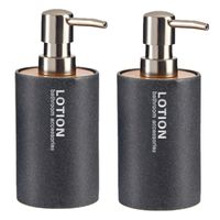 2x stuks zeeppompjes/zeepdispensers antraciet kunststof 350 ml - thumbnail