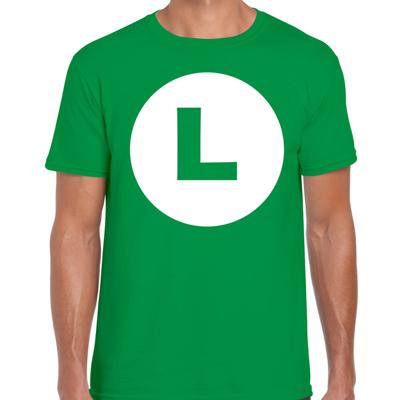 Luigi loodgieter - carnaval - verkleed t-shirt - groen - voor heren Luigi loodgieter - carnaval - verkleed t-shirt - groen - voor heren