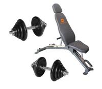 RS Sports Halterbank Monaco + 2 x 20 kg dumbellset gietijzer - thumbnail