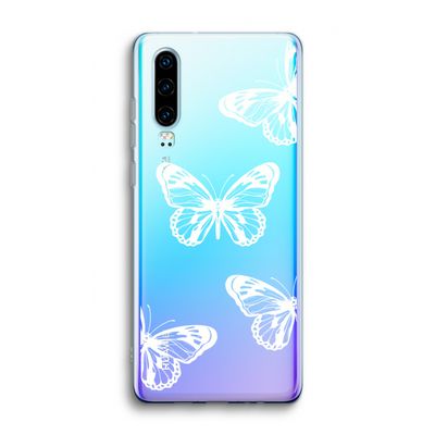 White butterfly: Huawei P30 Transparant Hoesje