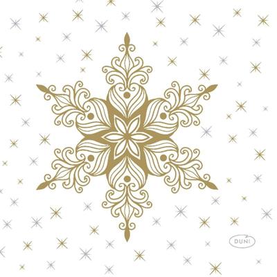 Duni servetten snowstars white 24x24cm