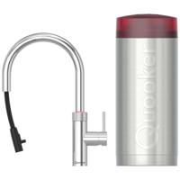 Quooker Flex Round Keukenkraan Set - Kokend Warm- en Koud Water - Uittrekbare Slang - Chroom - Inclusief COMBI+ Reservoir