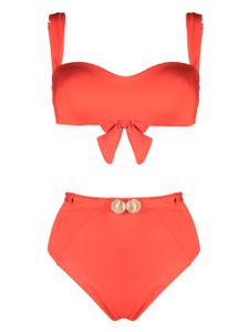 Noire Swimwear bikini bandeau à motif coquillage - Rouge