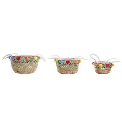 Mandenset DKD Home Decor Polyester Pompons (57 x 45 x 42,5 cm)