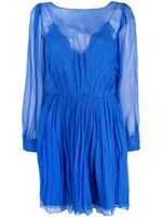 Alberta Ferretti robe mi-longue en soie à design superposé - Bleu