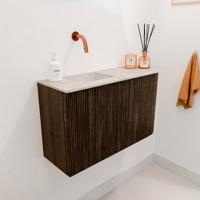 Toiletmeubel Mondiaz Joya Dlux | 71.6 cm | Meubelkleur Walnut | Faye wastafel Ostra Wasbak Links | Zonder kraangat(en)