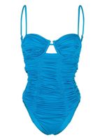Self-Portrait maillot de bain à fronces - Bleu