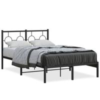 Bedframe met hoofdbord metaal zwart 120x190 cm